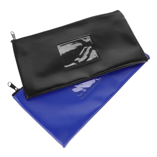 NUOBESTY Bank Deposit Money Bags with Window Compact Zippered Pouch for Cash Coins Documents Versatile PU Storage for Makeup