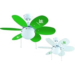 Ventilador Bastilipo Bastilipo - Real Betis - Ventilador de techo con palas reversibles VERDIBLANCAS. Oficial Real Betis Balompié