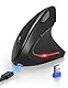 TECKNET Ergonomische Bluetooth Maus, Wiederaufladbar Kabellose Vertikale Maus (BT 5.0/3.0 + 2.4G), 6 Einstellstufen bis 4800 DPI, Optische Leise Funkmaus mit USB-A-Empfänger, Breite Kompatibilität