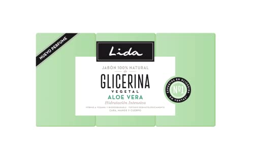 Lida - Jabón en Pastilla 100% Natural de Glicerina y Aloe Vera, Elaboración Tradicional - Pack 3 Unidades Cover