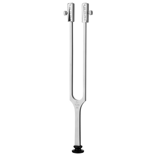 Stimmgabel Rydel-Seiffer, abnehmbare Dämpfer c128/64 Hz, Skalen eingraviert