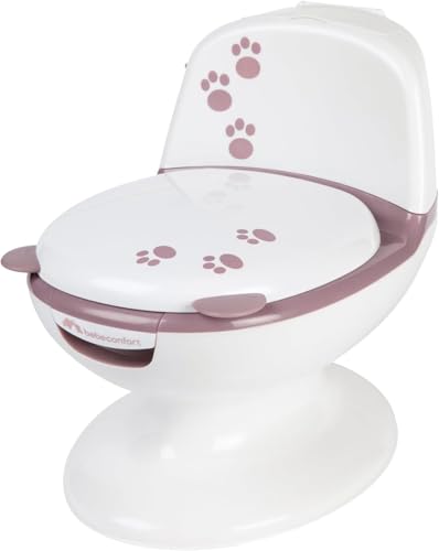 ADOVEL Orinal Infantil, Orinal Bebe, WC Niños para Bebé Aprende Entrenamiento 42 Bebeconfort Mini Size Toilet, Orinal bebé, 1-3 años, 0-20 kg, Diseño realista con protección antisalpicaduras, Sonido real de cisterna, Cubeta extraíble, Fácil de limpiar, Pata de goma, Osito Lavanda