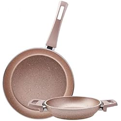 Sartenes Percutti Oro Rosa KARACA Biogranit - Juego de 2 sartenes para inducción, color oro rosa, sartén y sartén para huevos, biogranita, sartén para huevos, antiadherente, tecnología avanzada, hogares y familias