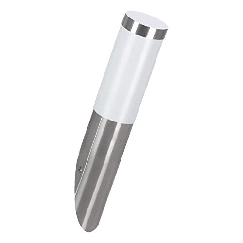 EGLO Applique murale extérieure LED Helsinki, éclairage d’extérieur en acier inox et plastique, spot argenté, blanc, douille E27, IP44