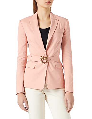 Pinko Empoli Giacca Tela di Lino Vis Coat, P32_Rosa Matura, 38 Donna