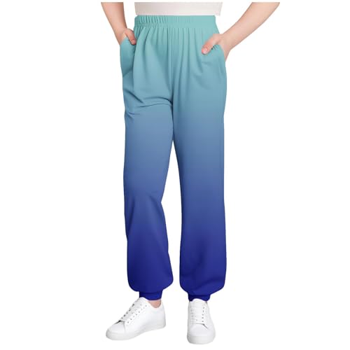 Girls Boys Gradient Sweatpants Casual Elastic Waist Joggers Loose Athletic Track Pants with Pockets for Kids 3-15 Years