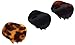 Parcelona French Onde Tortoise Shell Black and Savana Small 2â€ Celluloid Set of 3 Round Side Slide In Secure Grip Hair Claw for Women and Girls