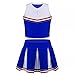 ZZABC Haut de la culture sans manches for enfants avec des ensembles de jupe plissées for les filles Performance Performance pom-pom girl School Costume de danse jazz (Color : Blue, Size : 12 code)