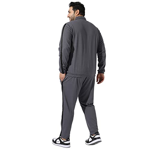 Image of Instafab Plus Men's Solid Blue Co-Ords Set For Casual Wear Regular Fit Cotton Blend Fabric Stretchable Clothing Set Crafted With Comfort Fit & High Performance For Everyday Wear