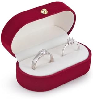 Velvet Double Ring Box,Vintage Velvet Double Ring Box,Velvet Ring Box Wedding Ring Box Double Ring Box Ring Storage Case,Vintage Double Ring Display Holder Velvet Travel Jewelry Box,Dark Red