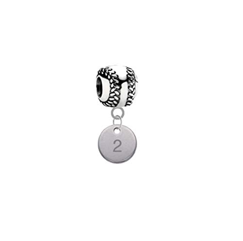 Player Number Baseball Softball 3D Universal European Bracelet Charm (2)