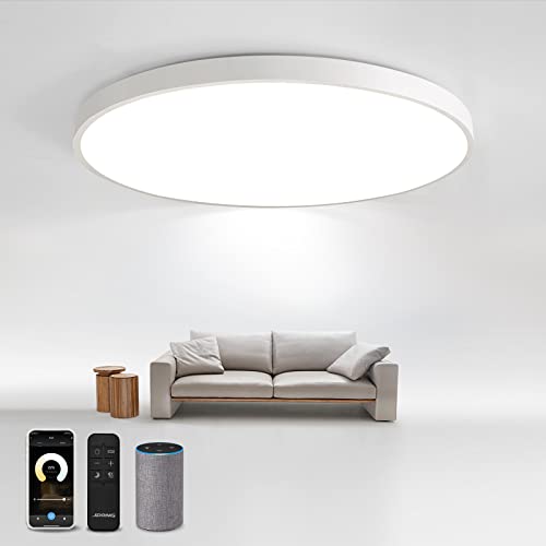 JDONG Alexa Deckenleuchte Dimmbar 36W Flach Rund WIFI LED Deckenlampe Kompatibel mit Alexa und Google Home 3000K-6500K für Schlafzimmer Wohnzimmer Küche Flur Balkon Keller Ø40CM… Cover