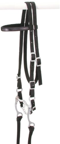 Tough 1 King Series Nylon Browband Bridle, Black, Horse
