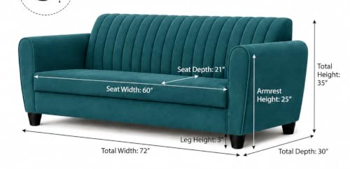 Image of MS Luxury FURNITRE Premium Luster 3-1-1 Sofa Set | 3 Seater | 5 Seater | Velvet Suede Fabric | 7 Colours with Sollid fibare Legs & 4 Cushion Free. (Teal, 3 Seater)