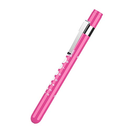 SOONORY Pen Light with Pupil Gauge LED Penlight for Nurses Doctors, Reusable Medical Penlight with Batteries for Nursing Students Pink