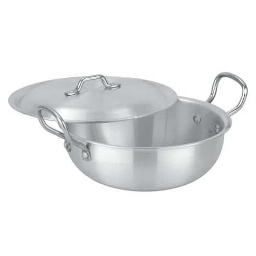 LENAK Induction Compatible Wok Deep Stir Fry Frying Pan with Lid - Induction, Gas and Electric Hobs Aluminium Pan (22cm)