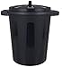 Cubo de basura de plástico negro con asas 70 litros, 44.5x55.7x59.8 cm, contenedor de residuos, papelera con tapa, recipiente reciclaje, cierre seguro, industrial, hogar