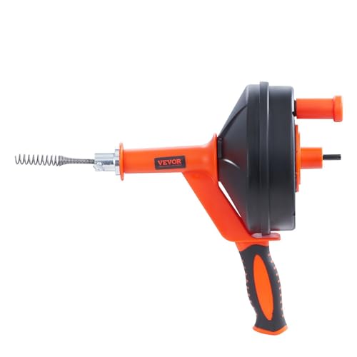 Drain Auger 25Ft, Plumbing Snake with Drill Attachment, Plumbers Snake Drain Clog Remover for Kitchen Bathroom Shower Sink with Protective Hose and Gloves
