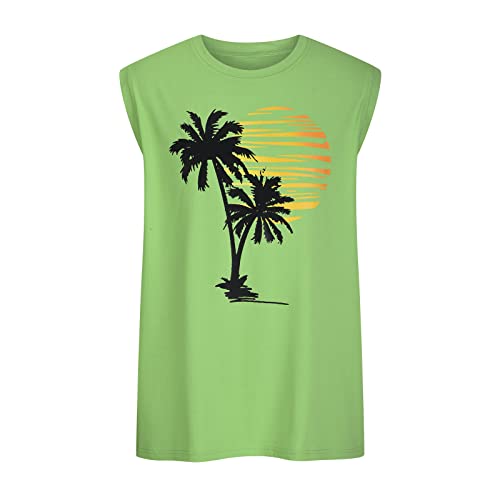 Men's Workout Tank Tops Novelty Graphic Breathable Quick Dry Sleeveless Beach Shirt Gym Athletic T-Shirts Fitness Bodybuilding Muscle Shirt A2550 Green #TOP3