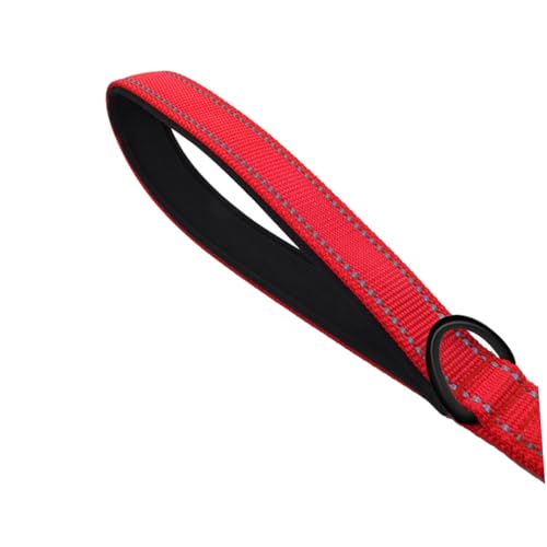 Parliky 犬用リード ダブルハンドル反射ナイロン製 大型 中型犬対応 ウォーキング トレーニング キャンプ 散歩用ペットリード レッド