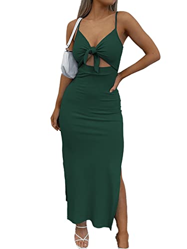 LYANER Women's Tie Knot Cut Out Side Split Hem...