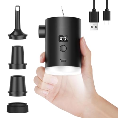 Bomba de colchón de aire eléctrica | Bomba portátil rápida de 400 mAh con 4 boquillas | Accesorios compactos para piscina, viajes, al aire libre y hogar