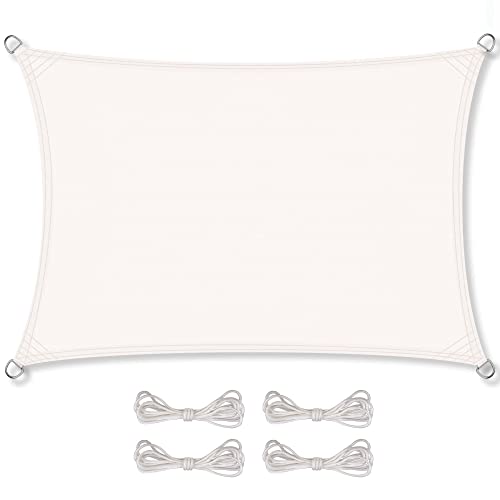 CelinaSun Sonnensegel wasserdicht PES Rechteck 2x3m weiß UPF 50+ Premium Sonnenschutz inkl Befestigungsseile