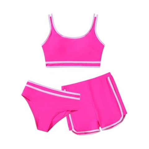 Girls 3 Piece Swimsuit Set with Shorts Cover