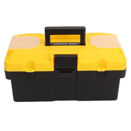 Caja de plástico de herramientas de 2 capas Organizador de hardware de almacenamiento portátil para garaje para artesanos caseros con bloqueo de mango 14 pulgadas Caja de plástico de herramientas de 2 capas Organizador de hardware de almacenamiento portátil para garaje para artesanos caseros con bloqueo de mango 14 pulgadas