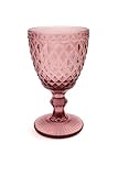 FRANCACOR PACK DE 6 COPA DE CRISTAL COLORES AGUA VINO CALIDAD RELIEVE DIAMOND (Púrpura, 300 ml - 17 x 9 cms)