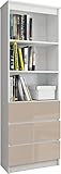 akord | libreria per ufficio clp 60 cm | mobile con 3 cassetti 2 ripiani | porta libri | mobiletto camera de letto | scaffale soggiorno | salvaspazio | bianco/cappuccino lucido