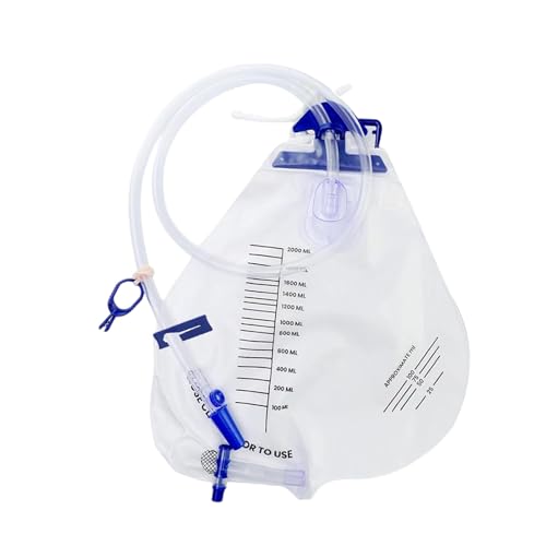 Bolsa de recolección de drenaje urinario de 2000 ml para hospital Diseño ergonómico para pacientes Comodidad Protecciones de privacidad Presentación Bolsa de catéter de sustancias