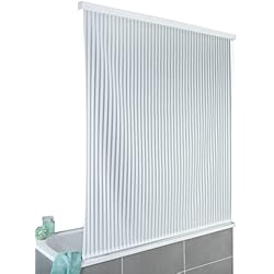 Persianas Modernas Para Cuartos WENKO Persiana de ducha - cortina enrollable de secado rápido para ducha y bañera, impermeable y fácil de limpiar, Aluminio, 132 x 240 x 5 cm, Blanco