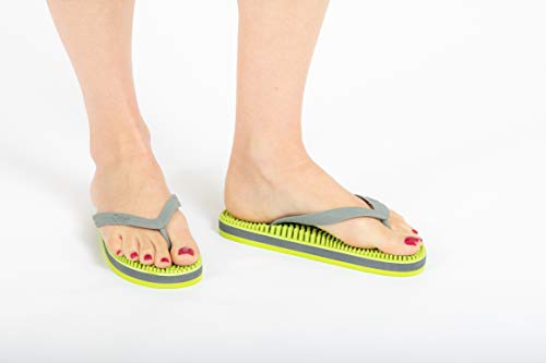 Revs Acupressure & Reflexology Massage Flip Flops in Green & Grey for Men & Women. Wear for Better Health, Pain Relief, Recovery. Vegan - Thumbnail 2