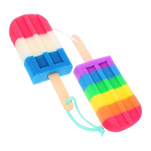 HAPINARY 2個 大きめのアイスクリームバススポンジ スクラバーを洗う 貯金箱 プラグプラグプラグパッギーバンク 女性用ヘアネット ペットフレーム 石鹸スポンジ トラベルブラシメイクブラシ 木