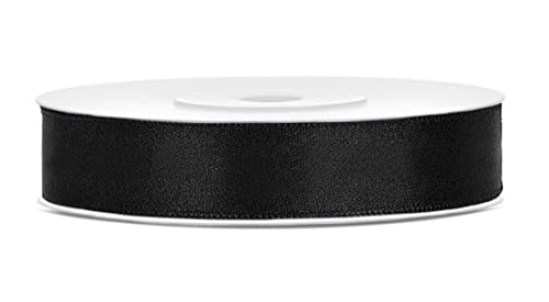Libetui 25 Meter Satinband Schwarz 12mm schwarzes Schleifenband...