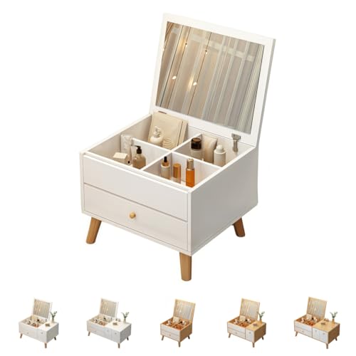 SLLS ���ϑ� �h���b�T�[ �o���Ή� ���[�^�C�v �����o���t�� �R���p�N�g �f�X�N �~���[�t�� ��̌^���[�L���r�l�b�g �Q���p ���C�N�e�[�u�� �ȒP�g�ݗ��� (40CM,�����F)