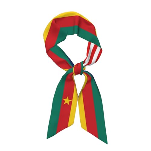 Women's Fashion Neck Scarf Cameroon Cameroonian America Flag Neckerchief Headscarf2
