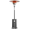 East oak 48000 btu patio heater for outdoor use with round table design double layer stainless steel burner wheels triple protection system outdoor heater for home and residential grey  urban country home decor