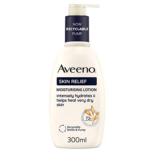 Aveeno Skin Relief Moisturising Lotion (1x 300ml) With Soothing Triple Oat Complex & Shea Butter, 72-Hour Intense Hydration, Helps Relieve Dryness and Tightness, Suitable for Sensitive Skin