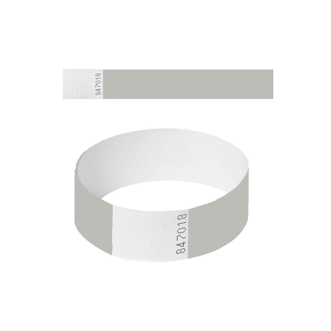 Event identification paper wristbands TYVECK 19 * 25 mm (Silver, 100 pcs)