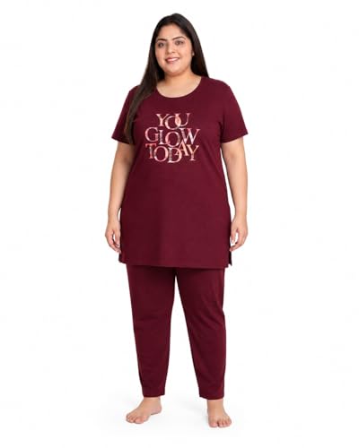 Image of In Love Women's Printed Cotton Plus Size Longline T-Shirt with Pockets | Cotton fabric - soft longline T-shirt with easy plus-size fit