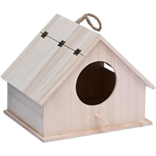 Vlfn 野鳥用巣箱寝床 野鳥の餌台 木制 鳥小屋 屋外鳥の巣 オウム飼育箱 動物用ハウス 木制 吊り下げ巣鳥の巣箱 鳥の巣 小鳥のツボ巣 ミニ木製の鳥の巣の家 鳥小屋 屋外 小動物用ハウス 隠れ家 小さ な鳥のためのハンギングバードハウス 家の装飾 親の