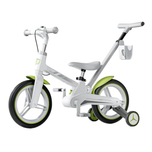 【2025新登場】子供用キックバイク 3-in-1 2-6歳 ベビー自転車 キックバイク 補助輪付き 折りたたみ式 取り外し可能 122°リミットステアリング 転倒防止 省力化ギフト 身長84-115cmに適しています (12インチ,ホワイト+パター)