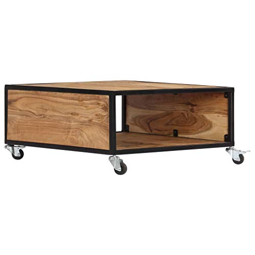 Mesa de centro con ruedas y almacenamiento de madera solventa espacio en salon 6