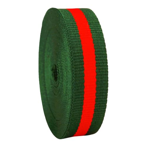 Meseey 20 Yards Green Stripe Grosgrain Ribbon Double Face Polyester Perfect for Crafts Wrappings Wedding Decoration & More (Green Red 5/8(16mm))