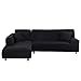 Papasgix Sofabezug mit Halbinseln, elastisch, Sofaüberwurf in L-Form und Chaiselongue Eckcover, waschbar, abnehmbar, Schonbezüge für 2-Sitzer + 3-Sitzer, Schwarz
