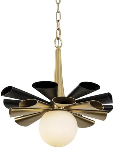 Varaluz Daphne 1-Light Medium Pendant - Matte Black/French Gold