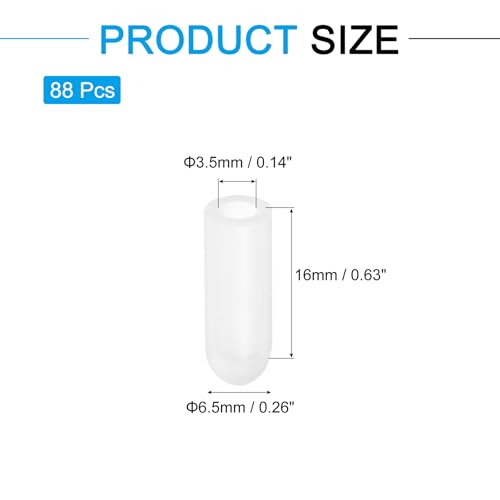 Image of uxcell 88Pcs Silicone End Caps, 3.5mm(9 /64 inch) ID 16mm(5 /8 inch) Height Round Rubber Elastic Screw Thread Protectors Flexible Screw Bolt Covers Caps for Metal Tube Rod Bolt, Clear