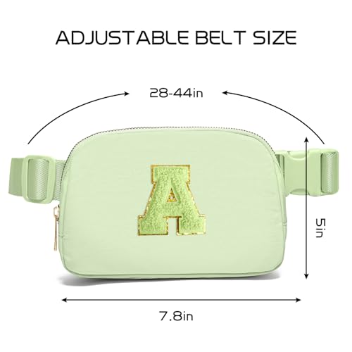 Image of Gitus Gifts for 8 9 10 11 12 Year Old Girls Belt Bag Fanny Pack Crossbody Bags with Initial Letter Patch Cute Stuff Birthday Gifts for Teen Girls Women Personalized Trend Stuff (Light Green-A)
